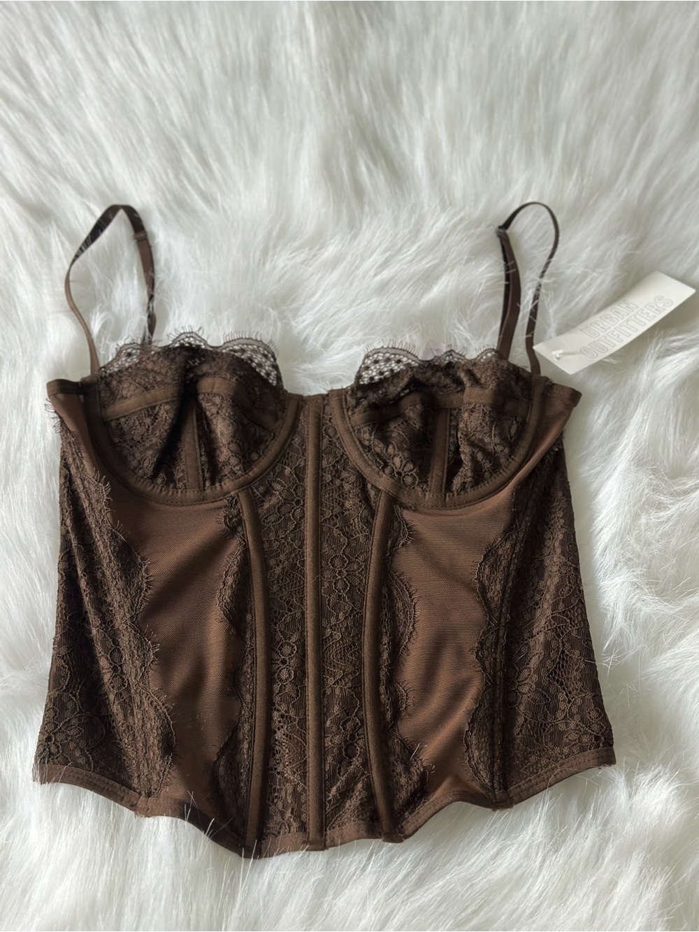 Urban Outfitters Brown Lace Bustier Corset Sz M NWT